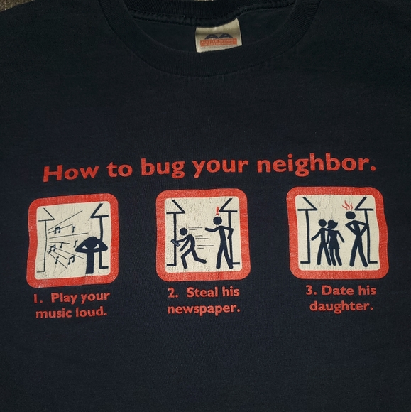 Vintage Y2K How To Bug Your Neighbors Shirt Gadzooks - Funny Tee - 2000s Humor - Picture 2 of 5